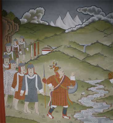 Painting of warriors by Pema